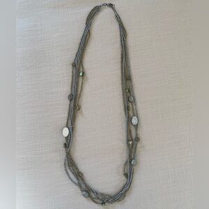 Multi-Strand Gold & Silver Beaded Long Fashion Necklace